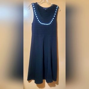 Grace Dane Lewis Size Large Sleeveless Black Aline Dress with White Beads Above